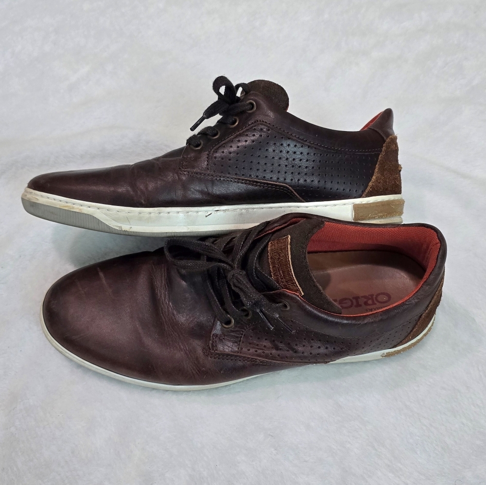 Men's Clarks Trigenic Shoes Oxfords Dark Brown Leather Lace Up Casual Size 10